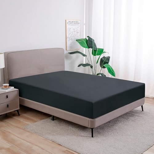 Softex Royal - Klassisches Spannbettlaken - 100% Baumwolle Jersey Spannbettlaken in vielen Farben und Größen - Markenqualität, Schwarz, 90 x 200 cm - 100 x 200 + 27 cm 100% gekämmte Baumwolle