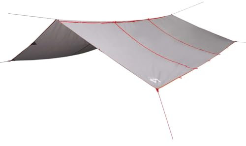 vidaXL Tarp, Wasserdicht Zeltplane, Sonnensegel Abdeckplane für Hängematte, Regenschutz Sonnenschutz für Outdoor Camping Picknick Festival, Grau Orange 420x440cm