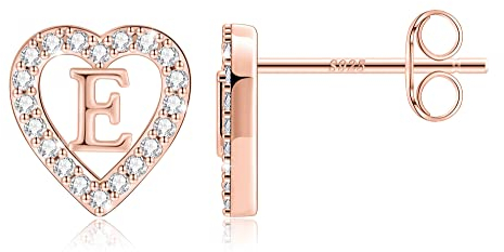 TINGN Geschenke für Mädchen Ohrringe - Ohrstecker Ohrringe Rosegold Geschenke für Kinder Buchstaben E Ohrringes Teenager Mädchen Geschenk Damenohrringe Herz Ohrringes Kinder