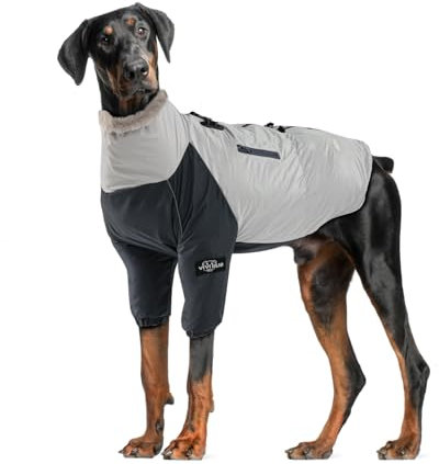 Winter Warmer Hundemantel für mittlere große Hund wasserdicht Winddicht Hundejacken, kaltes Wetter gemütlich 2 Bein Hundesportweste Skianzug mit Geschirr Schnalle & Tasche für Wandern Wandern Reisen