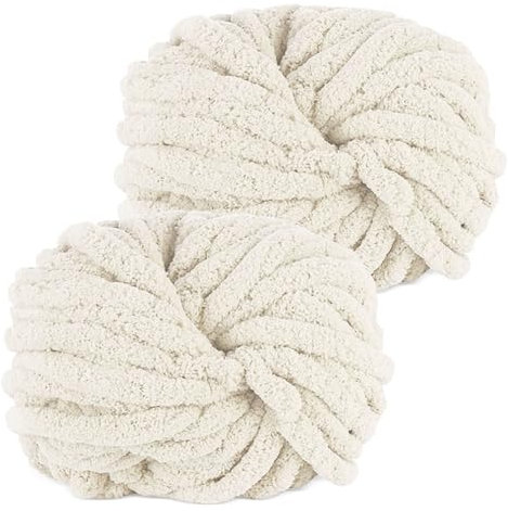 YushengTai Dicke Wolle, 2 Stück 500g Beige Chunky Wolle, Dicke Wolle zum Häkeln Kann zum Stricken von Kissen, Decken, Schals und Mützen Sowie Haustierbetten Verwendet Werden