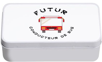 Fabulous Metalldose weiß - Zukünftiger Busfahrer Beruf - 11 x 18,5 x 5,5 cm - Aufbewahrungsbox, Schlüssel, Werkzeug, Brotdose, Zucker, Kekse