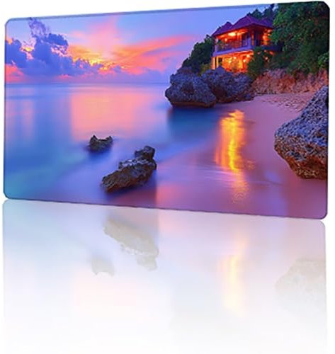 Violet Tapis de Souris Gaming XXL 1600 x 800 x 3 mm, Océan Grand Tapis de Souris Gamer, Tapis de Bureau, Mouse Pad à Bords Cousus, Base Antidérapante et Lmperméable sous-Mains Bureau pour PC T-4384