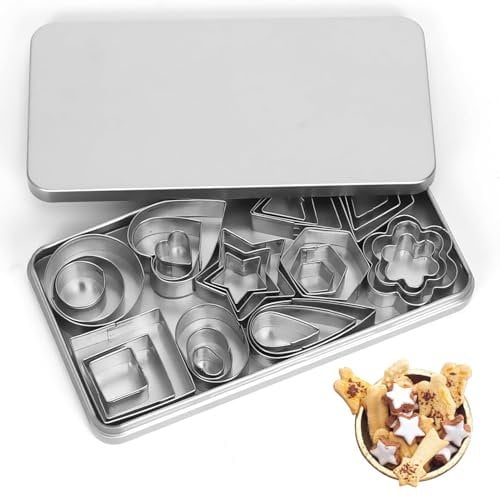 Packung mit 30 Mini Ausstechern Set, Kleine Ausstecher Aus Edelstahl (10 Arten) Geometrische Keksausstecher für DIY-Werkzeuge zum Backen, Fondant, Weihnachten