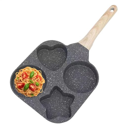Frying Pan with 4 Eggs, Quick and Easy Pancake Cooker, for Easy Breakfast, Multifunctional Frying Pan for Egg Dishes, Non-Stick Design for Easy Use