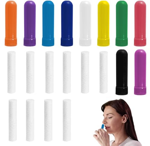 DONOONIS 10 StüCk Riechstifte,Inhalierstift für Die Nase,Riechstift mit Docht für die Aromatherapie, Naseninhalator Stift für ätherische Öle,Wick Inhalator,Nachfüllbarer Inhalator Stick