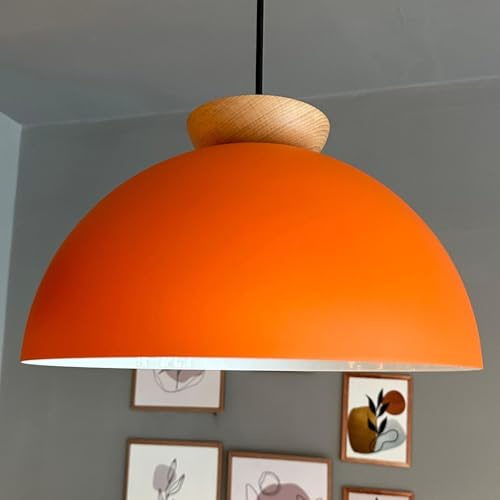 bamyum Yimpi Küchenlampe Hängend Vintage Ø30 cm, Lampenschirm Hängelampe Esstisch Wohnzimmer, Küchenlampe Hängend Orange, Hängelampe Küche, Pendelleuchte Wohnzimmer, Pendelleuchte Vintage Industrial