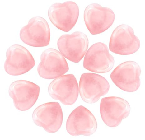 UICCVOKK 15 Pcs Rose Quartz Hearts,Rose Quartz Crystals,Heart of Stone,Healing Crystals,Worry Stones,Gemstones,Energy Balancing Pocket Meditation Gem Stones for Women Pink Gifts