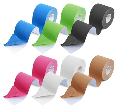 6 Rollen Tape Sport, Kinesiotapes(5m x 5cm), kinesiologie tape Rollen für Muskelunterstützung, Knieschmerzen, Ellenbogen und Schulter, Wasserfeste & Hautfreundliche Kinesiotape, Tape Sport Tape Set