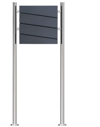 SCHARTEC Design Standbriefkasten SBS-SPB-1 freistehend mit Zeitungsfach Briefkasten stehend Postkast (Edelstahl)