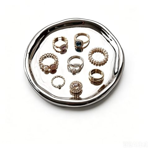 Tissting Einfache Keramikplatte, kreatives, wolkenförmiges Tablett, Home Jewelry-Aufbewahrungsplatte, multifunktionaler dekorativer Teller, geeignet für Home-küche
