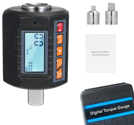 VISLONE Drehmomentprüfer mit digitalem Display, Torsionsprüfer mit Schlüssel 1/2 Zoll und enthält Adapter für 3/8 Zoll und 1/4 Zoll mit Alarmfunktion von 4 hochpräzisen Torsionseinheiten