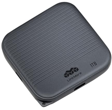 LinkMore 1TB Magnetic External SSD – 950MB/s Read – for ProRes 4K – Portable SSD Compatible with MagSafe, USB-C, USB-A, PC (NR P100) | External SSD with up to 950MB/s read, 900MB/s write, and 280MB/s sustained write for compatible 4K ProRes recording