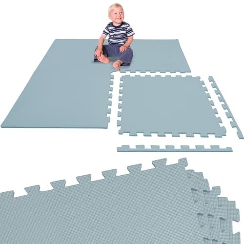 LittleTom Baby Puzzlematte Spielmatte 4 Matten Blau - 50 x 50 cm Krabbelmatte Bodenmatte Kinder - Puzzle Teppich Kinderzimmer Matte - Outdoor Bodenschutzmatte Spielteppich - Eva Schaumstoff BPA-frei