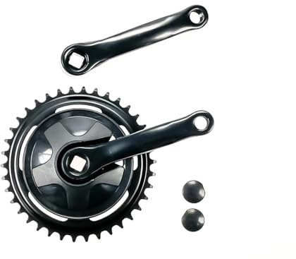 Generisch Fahrrad Kurbelgarnitur 1 Fach 38 Zähne Kurbellänge 127mm Kettenschutzring schwarz