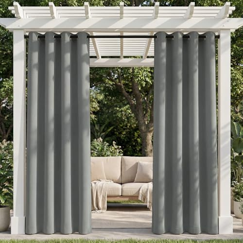 TOPICK Outdoor Vorhang Wetterfest Sonnenschutz Gardinen H215xB132 2er Set
