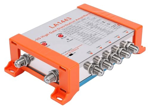 Cuifati Amplificador de Distribución de TV de 4 Puertos con Ganancia de 45 DB Filtro 5G LTE para Amplificador de Señal de Antena de TV por Cable con 1 Entrada 4 Salidas de bajo Ruido (Enchufe de la