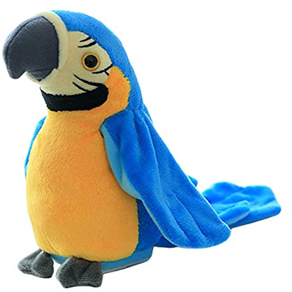 Loro Interactivo Juguete Electrónico Peluche Repetidor de Voz Función Grabadora Divertido Adecuado para Niños Decoración de Habitaciones, Habla B Azul