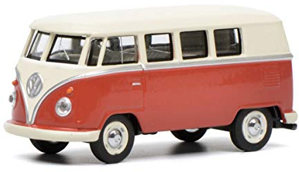 Schuco 452017100 VW T1 Bus, beige 1:64 Volkswagen Herz 452017100-VW, Modellauto, Modellfahrzeug, rot, Creme