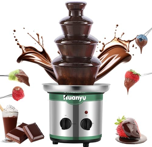 Huanyu - Fontana per fonduta di cioccolato, in acciaio INOX, 4 ripiani, altezza 45 cm, per celebrazioni, matrimoni, compleanni, Natale, 110 V (110 V)