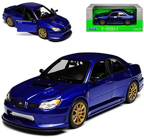 Subaru Impreza WRX STI Limousine Blau 2005-2007 GD F-G 1/24 Welly Modell Auto mit individiuellem Wunschkennzeichen