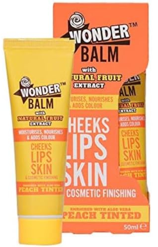 Wonder Balm - Hand Balm/Cream for Lips, Hands and Nails - enriched with Aloe Vera - Peach Tinted 50ml