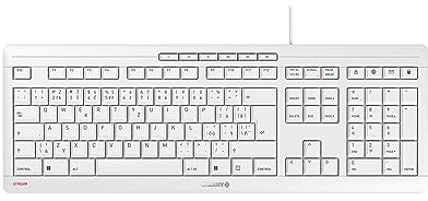 CHERRY STREAM KEYBOARD, Kabelgebundene Tastatur, Tschechisches/Slowakisches Layout (QWERTZ/QWERTY), Leises & Einzigartiges Tippgefühl, Flaches Design, Weiß-Grau