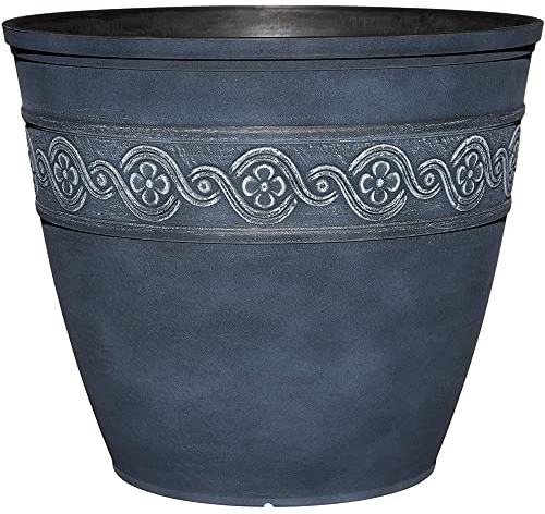 Classic Home & Garden Planter, Plastic resin plus stone dust, Storm Gray, 10 Round
