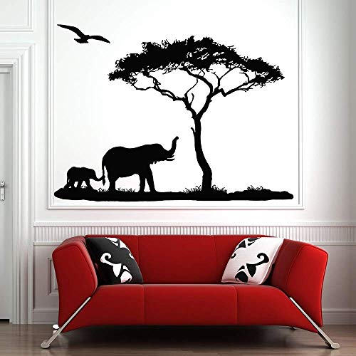 Mutter Elefant Baum Wandtattoo Afrika Savanne Tier Zoo Kinderzimmer Kinder Dekor Dschungel Tiere Aufkleber Für Kinderzimmer 77 * 57 Cm
