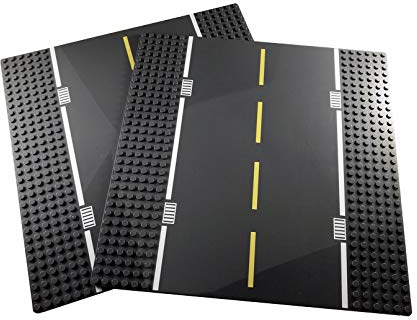 APOSTROPHE Games Building Block Road Base Plates Compatible with All Major Brands (Roads 2x Straight Street)