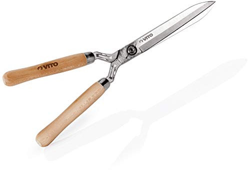 VITO - Cisaille de Jardin Taille Haies Manche Bois INOX et Fer forgé à la Main Haute qualité