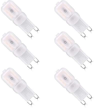 Ampoule LED G9 Dimmable 3W équivalente aux ampoules halogènes 18W 20W 30W, ampoule LED g9 givrée blanc chaud 2700K,sans scintillement, 300LM, AC 220-240V, pack de 6 [classe énergétique A ++]