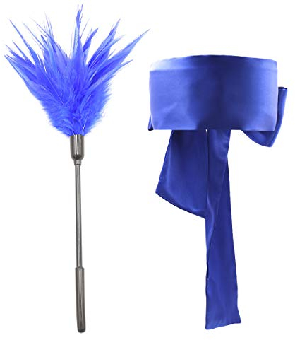 Plume Tickler Et Bandeau Pour Les Accessoires De Cosplay 2pcs Bleu