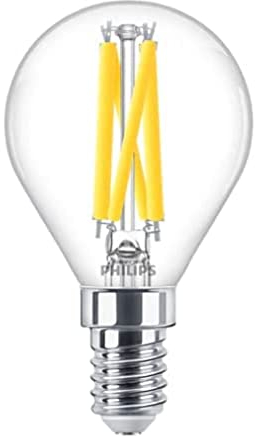 Philips LED Classic E14 Lampe, 40 W, Tropfenform, klar, warmweiß