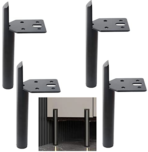 ALXEH 15,2 cm Möbelbeine Schwarz Couchtisch Füße, Mid-Century Metall Möbelbein für Sofa Schrank Ottomane, Set von 4 Stück seitlich montierter Stil Möbel DIY Ersatzfüße