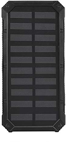 Solar Power Bank, 20000mAh Portable 2 Outputs Ports USB Quick Charge Solar, Wireless Power Bank Fast Charging Mobile Phone Charger with Flashlight for Camping, Hiking, Outdoor Trips (Black)