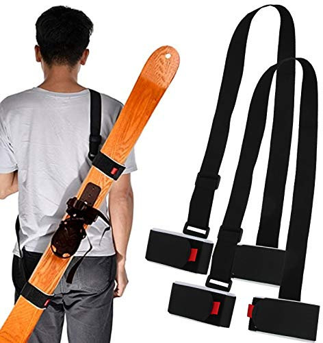 Set di Cinghie per il Trasporto con Spalla Posteriore per Tavola da Sci, 2 Cinghie per il Trasporto di Sci e Bastoncini, Cinghie di Spalla Posteriore per Sci con Regolabili