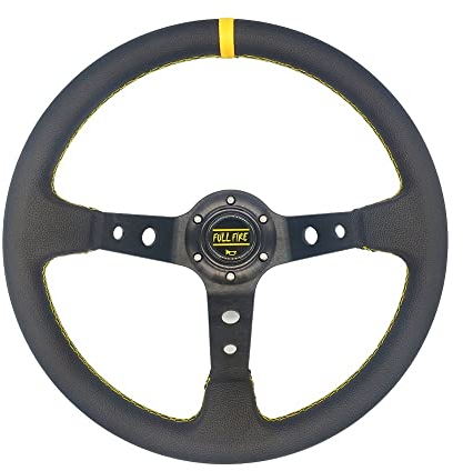 Sportlenkrad Universal 35. 0mm Wildleder Lenkrad Leder Lenkrad Drift Racing Typ Wildleder/Pvc. Stil SportlenkräDer (Color : PVC-black yellow)