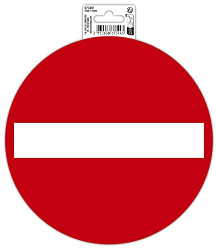 Exacompta - Réf. 67044E - 1 pictogramme adhésif rond SENS INTERDIT en vinyle PVC traité anti-dérapant et résistant aux UV - Finition brillante - Diamètre : 20 cm - Coloris : rouge