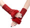 SUNTRADE Fingerlose Damen-Handschuhe, Armstulpen mit Kunstfell, Winter fingerlose Handgelenkwärmer, Weinrot, Medium