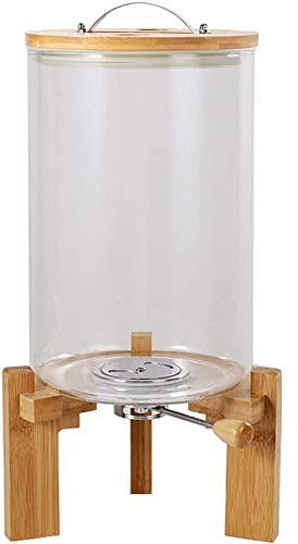 Alimenti Secchi Contenitore for Farina e Cereali in Legno, Distributore di Riso 5L/8L, Contenitore for Alimenti in Vetro Creativo for Organizzazione della Cucina e Dispensa, Coperchio ermetico e Suppo