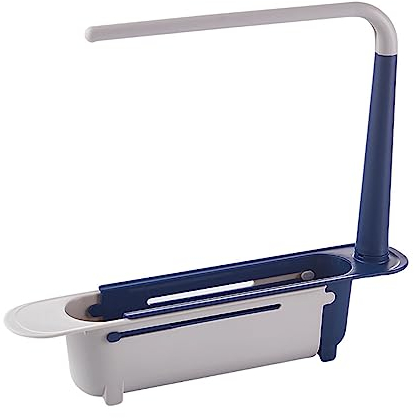 DULKET Sink Drain Rack, Thickened Kitchen Sink Organizer, Blue Polypropylene Drainer Rack, Suitable For Dish Cloth Gadget Sponge Brush, Countertop Mount, 3313567031