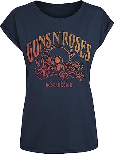 Générique Guns N' Roses Appetite for Destruction Skull Femme T-Shirt Manches Courtes Marine