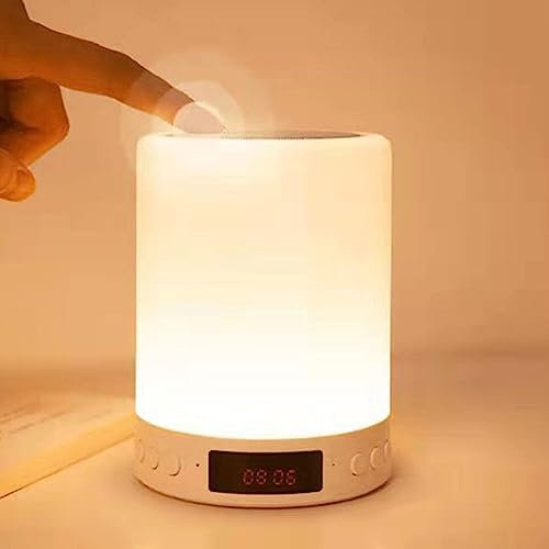 Yuehuamech LED Bedside Lamp Touch Sensor LED Night Light with Bluetooth Speaker Dimmable Table Lamps RGB Colour Changing Lights for Bedroom Living Room Office Bar Camping