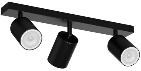 Klighten Deckenstrahler 3 Flammig Schwarz, GU10 Deckenleuchte Strahler Schwenkbar, Spotleuchte Drehbar Deckenspots für Küche, Schlafzimmer, Wohnzimmer, Flur, Länge: 39 cm, Ohne Leuchtmittel