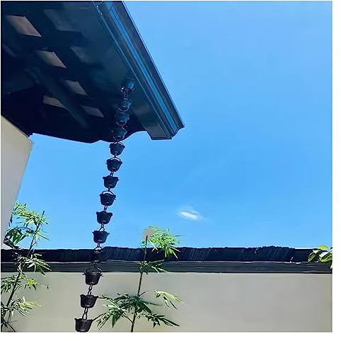 Regenketten Regenwasserkette Rain Chain Villa Hof Regenkette Becken-Set, Japanischer Stil Traufe Blumenbecher Regenkette Für Dachrinnen, Garten-Regenwasserableiter, Hotel Garten Tempel Verwendung