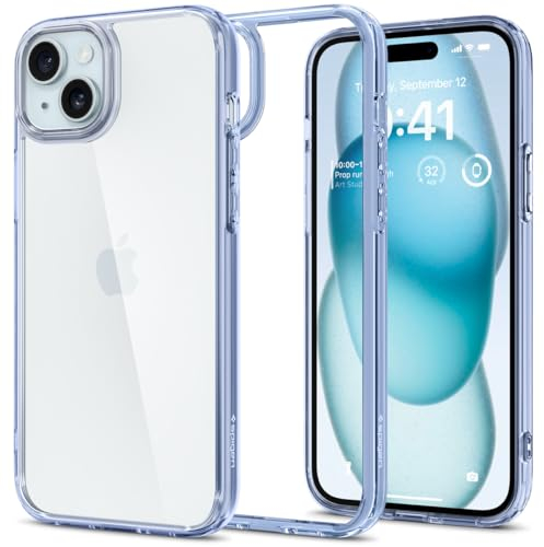 Spigen für iPhone 15 Ultra Hybrid Hülle [Anti-Yellowing] Case Handyhülle Schutzhülle Cover Transparent Durchsichtig Dünn Slim -Sky Crystal