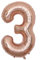 Rose Gold Number 3 - Large Helium Foil Balloon - Birthday Party Wedding Anniversary Decoration - 101cm (2 Pack)