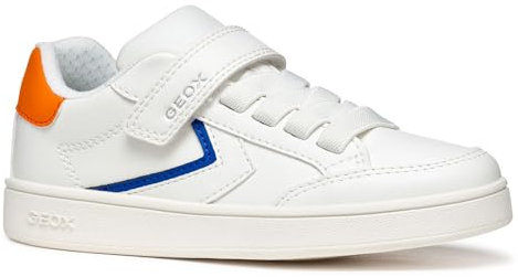 Geox J ECLYPER Boy A Sneaker, White/Lt Orange, 28 EU