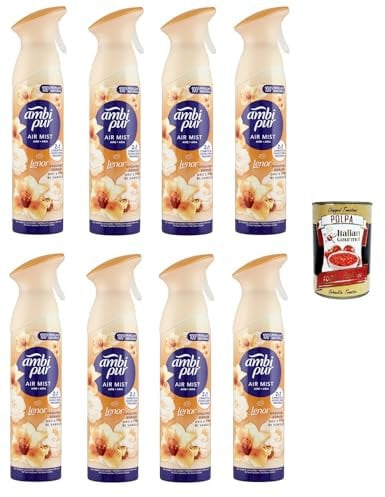 Ambi Pur Lufterfrischerspray, Duft nach goldener Orchidee, 100% natürliches Treibmittel, bekämpft Gerüche in jedem Raum des Hauses 8x185ml + Italian Gourmet polpa 400g